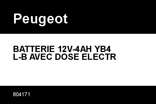 BATTERIE 12V-4AH YB4L-B AVEC DOSE ELECTR Peugeot [OEM: 804171]