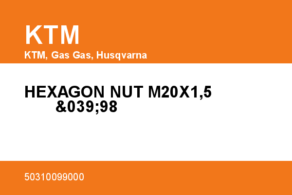 HEXAGON NUT M20X1,5        '98 KTM [OEM: 50310099000]