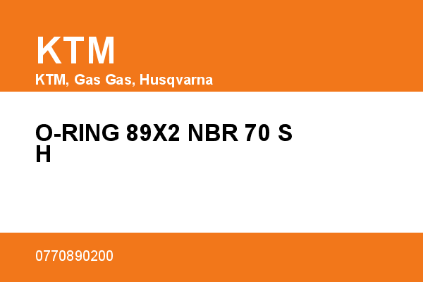 O-RING 89X2 NBR 70 SH KTM [OEM: 0770890200]